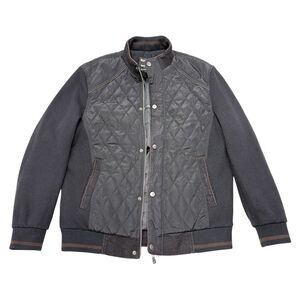 Barabas Bomber Jacket Mens Size Large Black Quilted Snap Button Moto Casual
